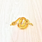 Gold Tone Snake Brooch | Coiled Snake Pin | Vintage Costume Jewelry | Snake Jewelry | Boho Snake Brooch | Gold | Holiday Gift Idea | Gift