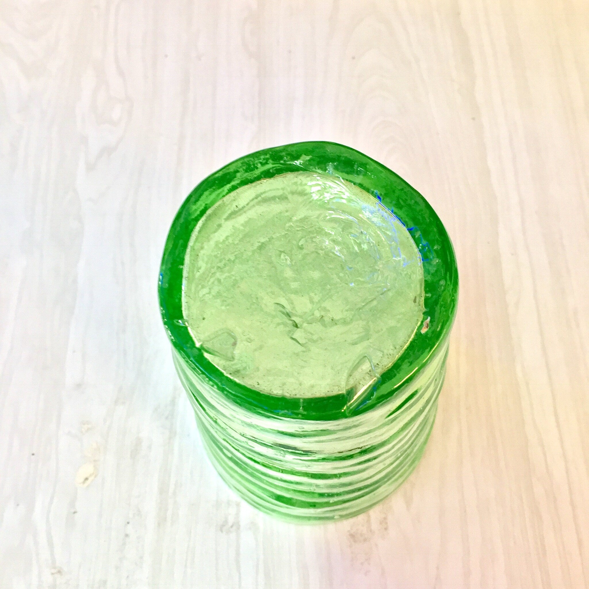 Vintage Vaseline Glass Large Cup | Rippled Texture Depression Glass | Hand Blown Vaseline Glass | Pontil | Ripple Texture | Collectible |