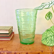 Vintage Vaseline Glass Large Cup | Rippled Texture Depression Glass | Hand Blown Vaseline Glass | Pontil | Ripple Texture | Collectible |
