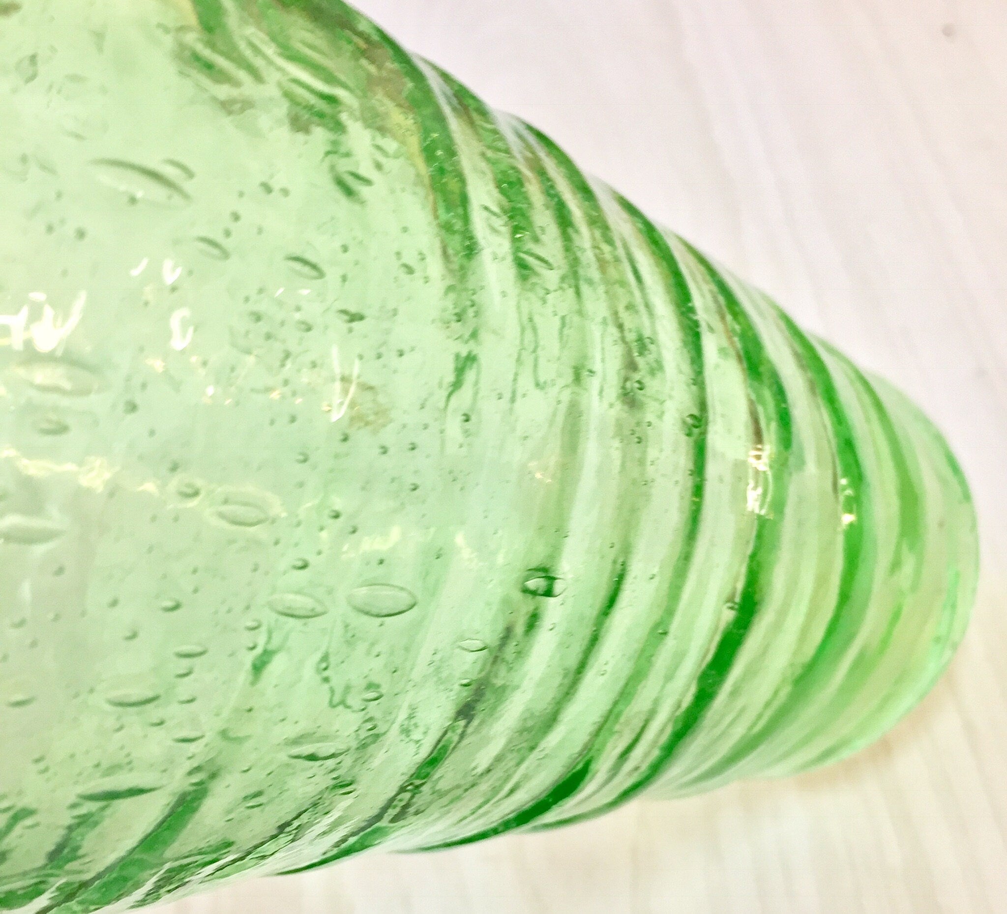 Vintage Vaseline Glass Large Cup | Rippled Texture Depression Glass | Hand Blown Vaseline Glass | Pontil | Ripple Texture | Collectible |