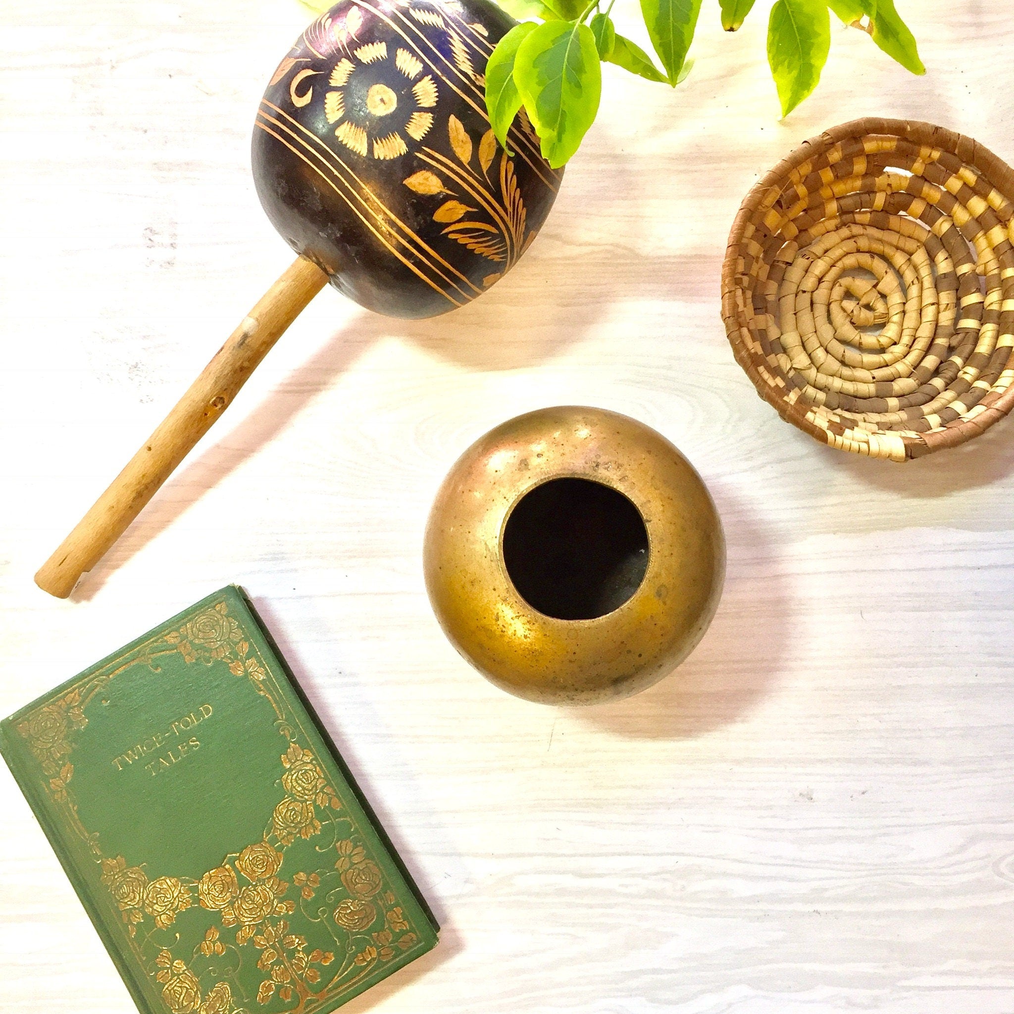 Brass Bowl with Pedestal Feet | Small Brass Vessel | Vintage Brass | Home Decor | Bohemian Decor | Rustic Brass | Air Plant | Gift | PLANTER