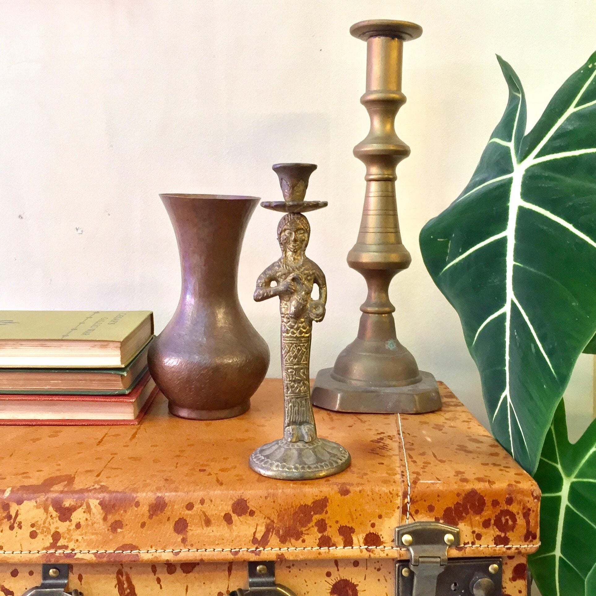 Brass Candlestick Holder | Vintage Brass | Woman Candlestick Holder | Vintage Home Decor | Boho Decor | Vintage Lighting | Candles | Gift