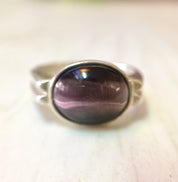 Sterling Silver Purple Tiger's Eye Ring | Oval Cabochon Tiger's Eye | Purple Gemstone | Vintage Jewelry | Gift for her | Holiday Gift Idea