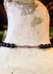 Art Deco Necklace, Beaded Necklace, Sterling Silver, Vintage Necklace, Black Onyx Beads, Art Deco Jewelry, Statement Necklace, Black Jewelry