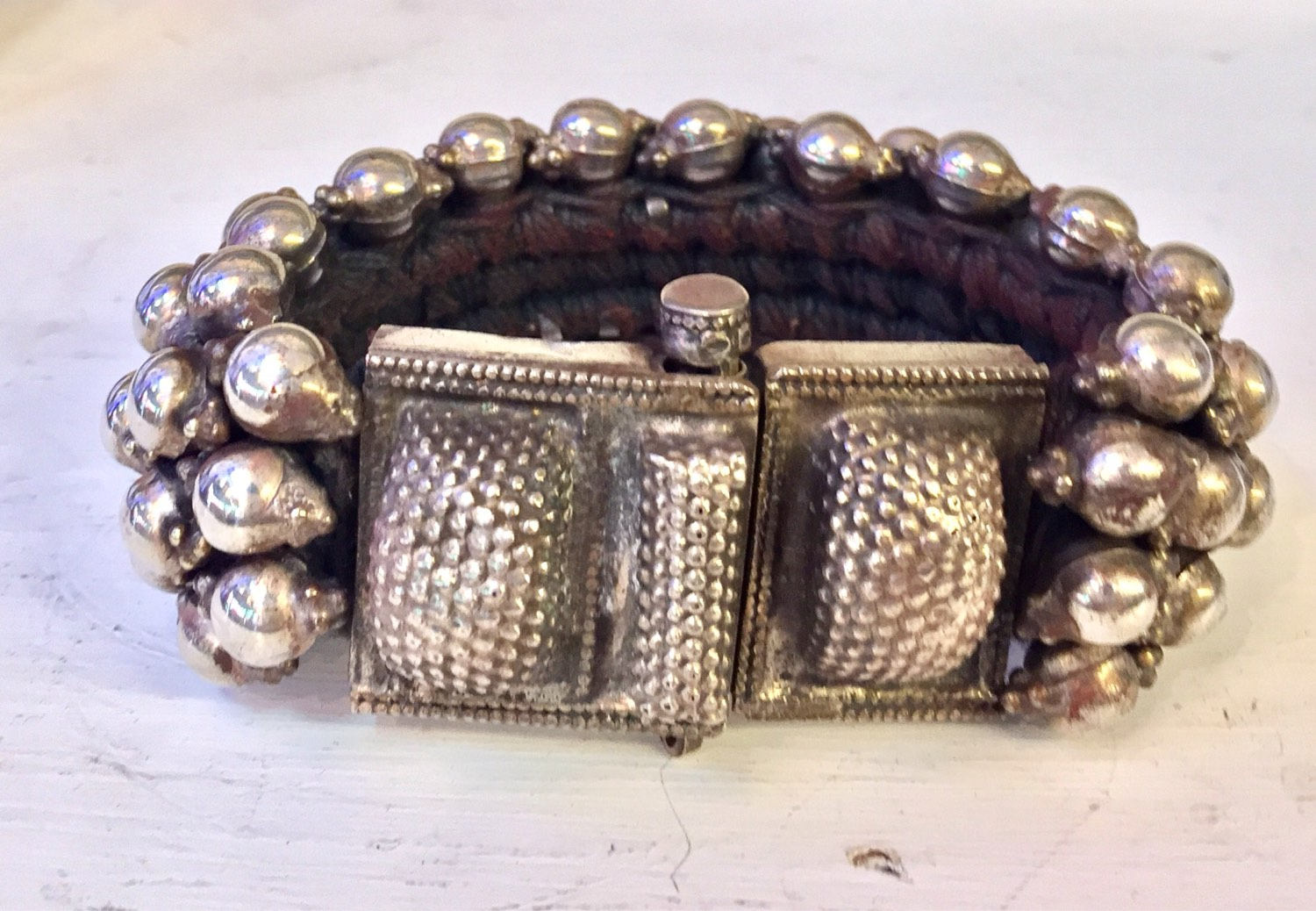 Vintage Bracelet, Sterling Silver, Beaded Bracelet, Silver Beads, Threaded Bracelet, Large Bracelet, Vintage Jewelry, Asian Jewelry, Chunky