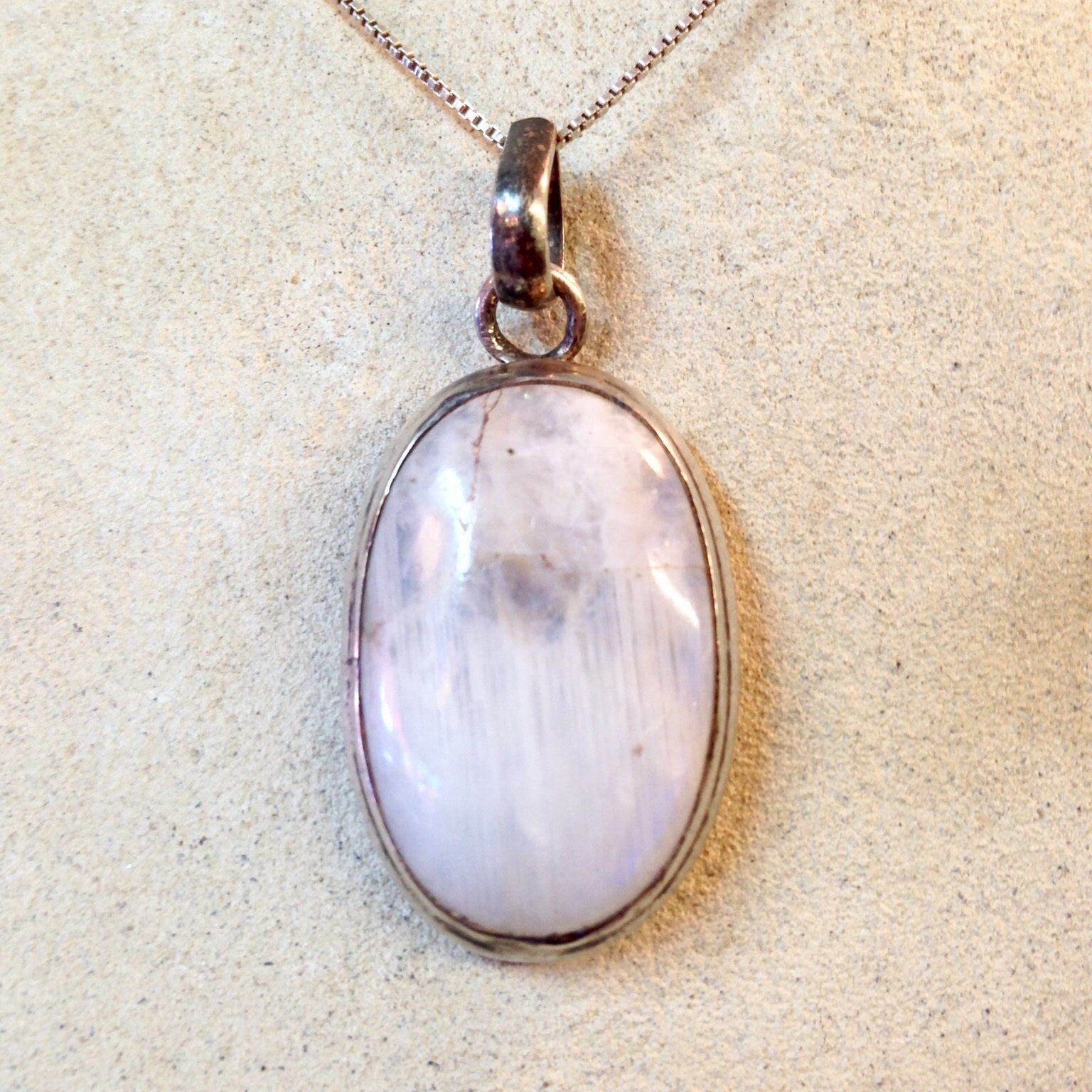 Vintage Pendant, Moonstone Pendant, Moonstone Jewelry, Sterling Silver, Pendant Necklace, Vintage Jewelry, White Stone, Moonstone, Pendant