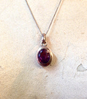 Vintage Silver Necklace, Amethyst Pendant, Vintage Jewelry, Amethyst Jewelry, Purple, Sterling Silver, Art Deco Jewelry, Silver Chain,