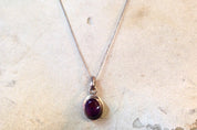 Vintage Silver Necklace, Amethyst Pendant, Vintage Jewelry, Amethyst Jewelry, Purple, Sterling Silver, Art Deco Jewelry, Silver Chain,