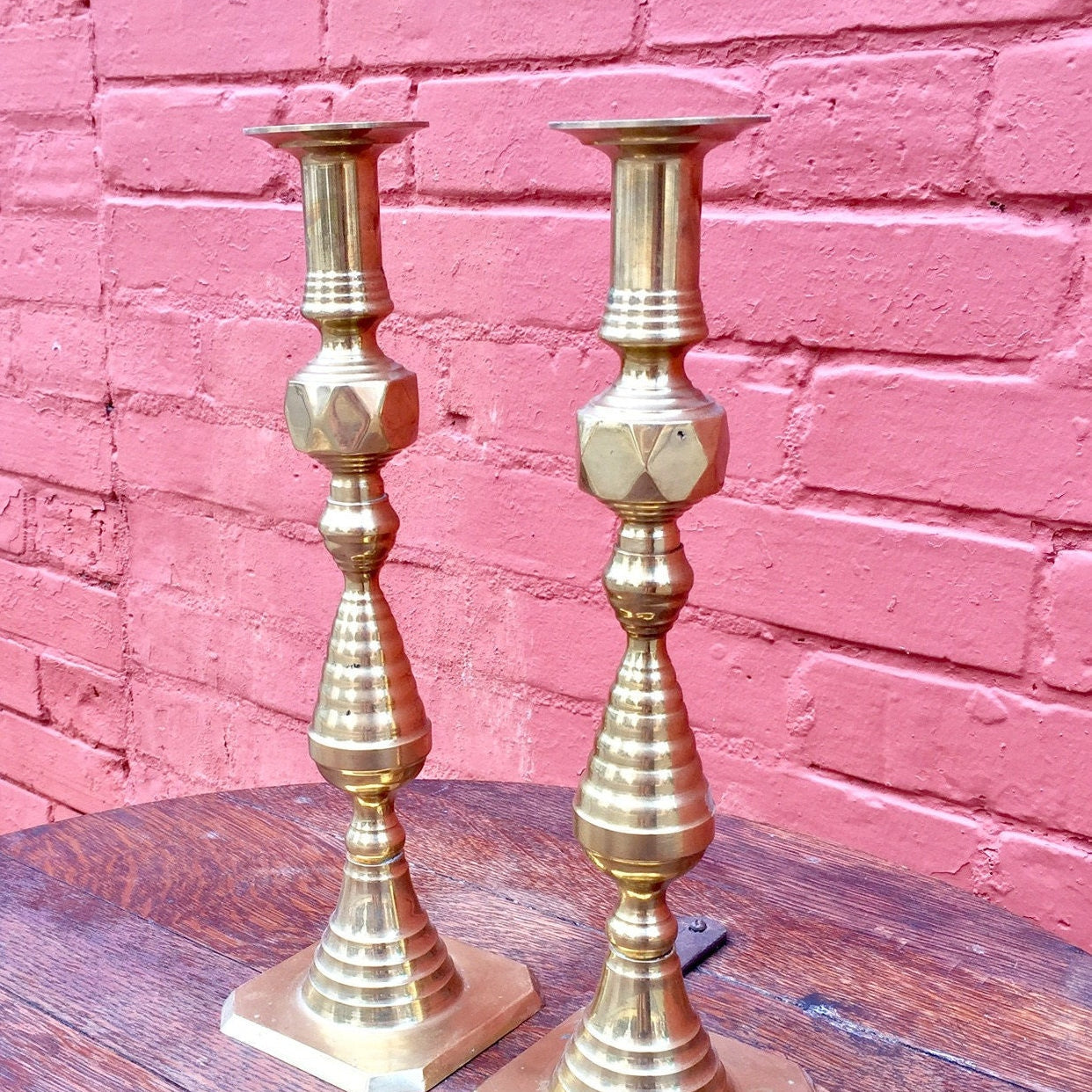 Vintage Brass Candlesticks | Pair of Brass Candlestick Holders | Vintage Home Decor | Boho Home | Brass Decor | Bohemian Style | Candles