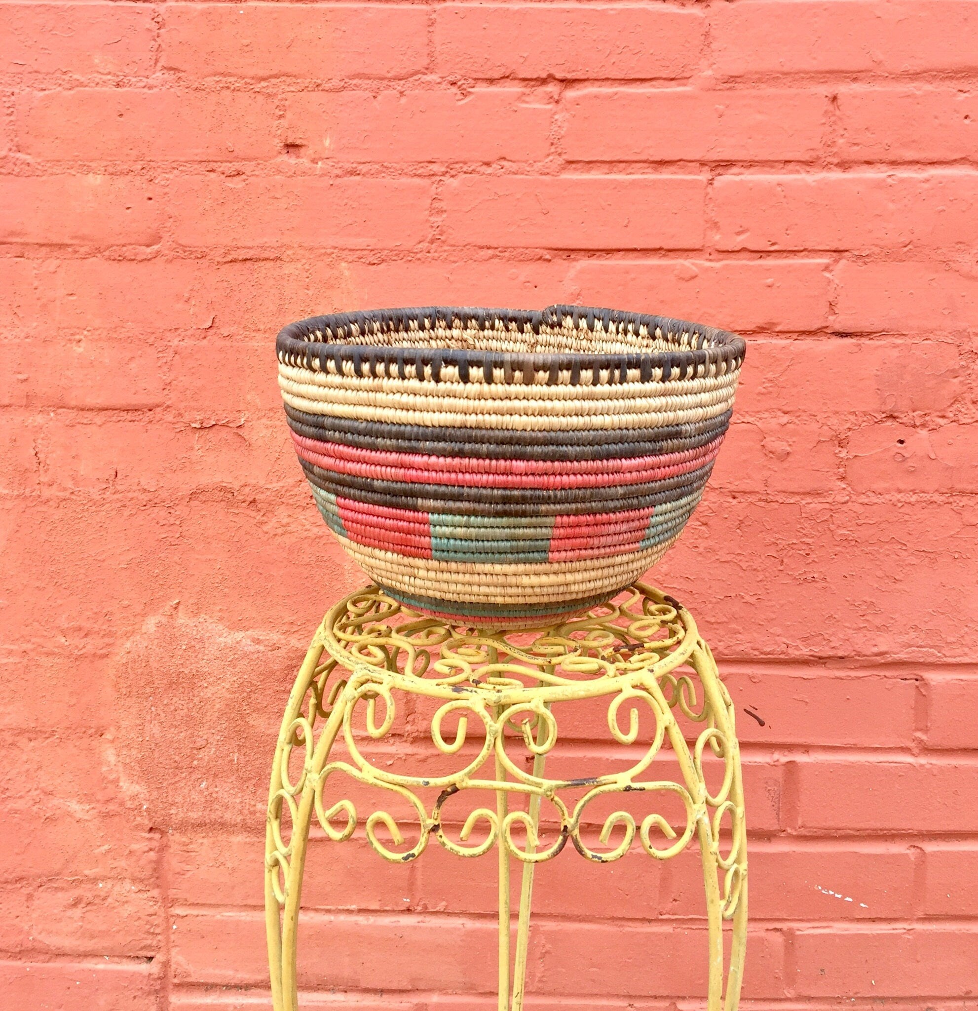 Woven Basket | Colorful Basket | Home Decor | Handmade Decor | Vintage Home Decor | Boho Decor | Boho Home Decor | Vintage Boho | Boho Home