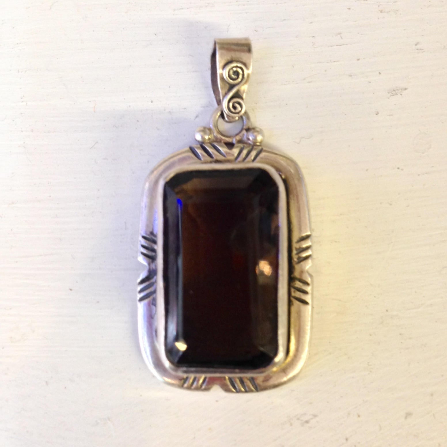 Vintage Crystal Pendant | Sterling Silver Crystal | Vintage Sterling Silver | Vintage Necklace Pendant | Sterling Silver Pendant