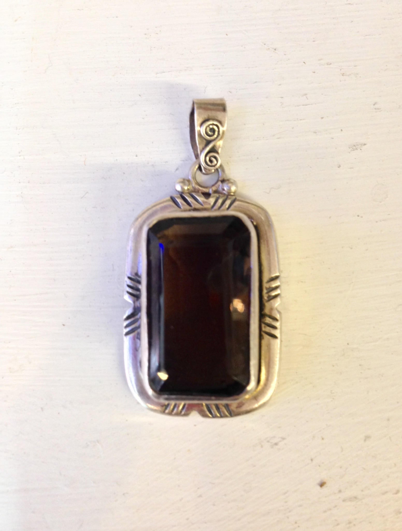 Vintage Crystal Pendant | Sterling Silver Crystal | Vintage Sterling Silver | Vintage Necklace Pendant | Sterling Silver Pendant