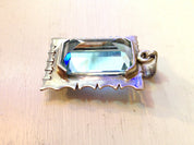 Vintage Aquamarine Pendant | Sterling Silver Pendant | Vintage Silver Stone Pendant | Vintage Necklace Pendant | Sterling Silver Pendant