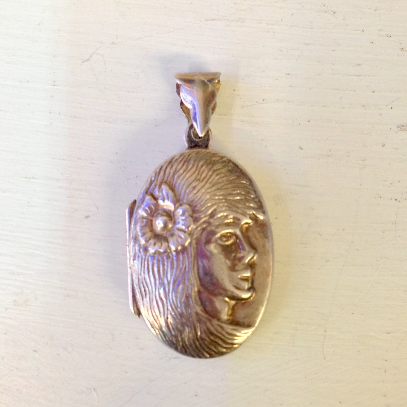 Vintage Silver Locket, Fairy Locket, Vintage Jewelry, Silver Pendant, Keepsake Jewelry, Sterling Silver, Vintage Necklace, Flower, Girl