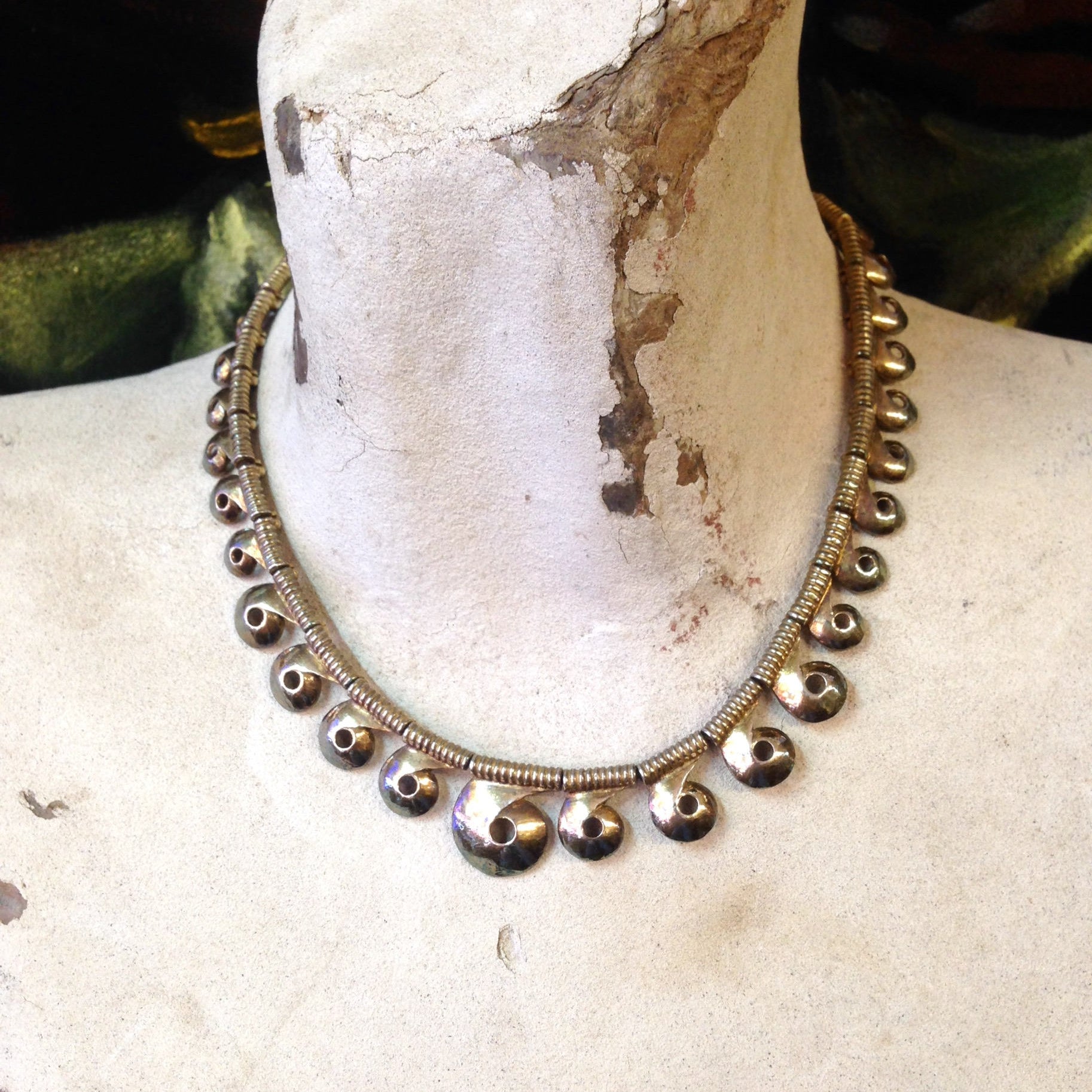 Vintage Gold Plated Necklace | Art Deco Jewelry | Circular Necklace | Statement Jewelry | Vintage Jewelry | Gift for Mom | Holiday Gift Idea