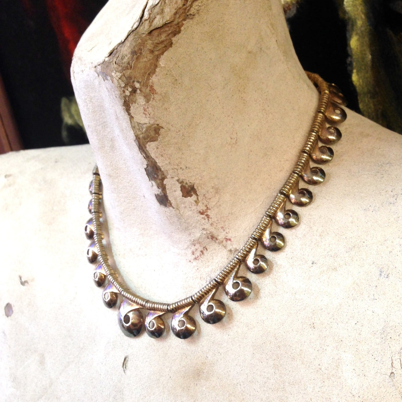 Vintage Gold Plated Necklace | Art Deco Jewelry | Circular Necklace | Statement Jewelry | Vintage Jewelry | Gift for Mom | Holiday Gift Idea