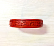 Carved Red Cinnabar Bangle Bracelet | Asian Carved Cinnabar | Vintage Jewelry | Cinnabar | Carved Bracelet | Carved Dragon Bracelet | Gift