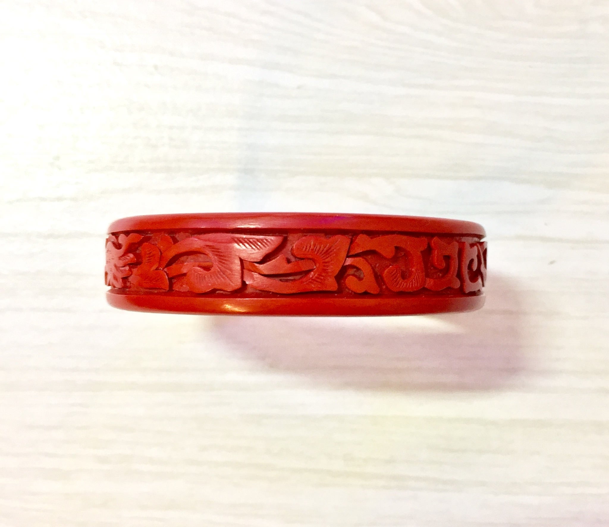 Carved Red Cinnabar Bangle Bracelet | Asian Carved Cinnabar | Vintage Jewelry | Cinnabar | Carved Bracelet | Carved Dragon Bracelet | Gift