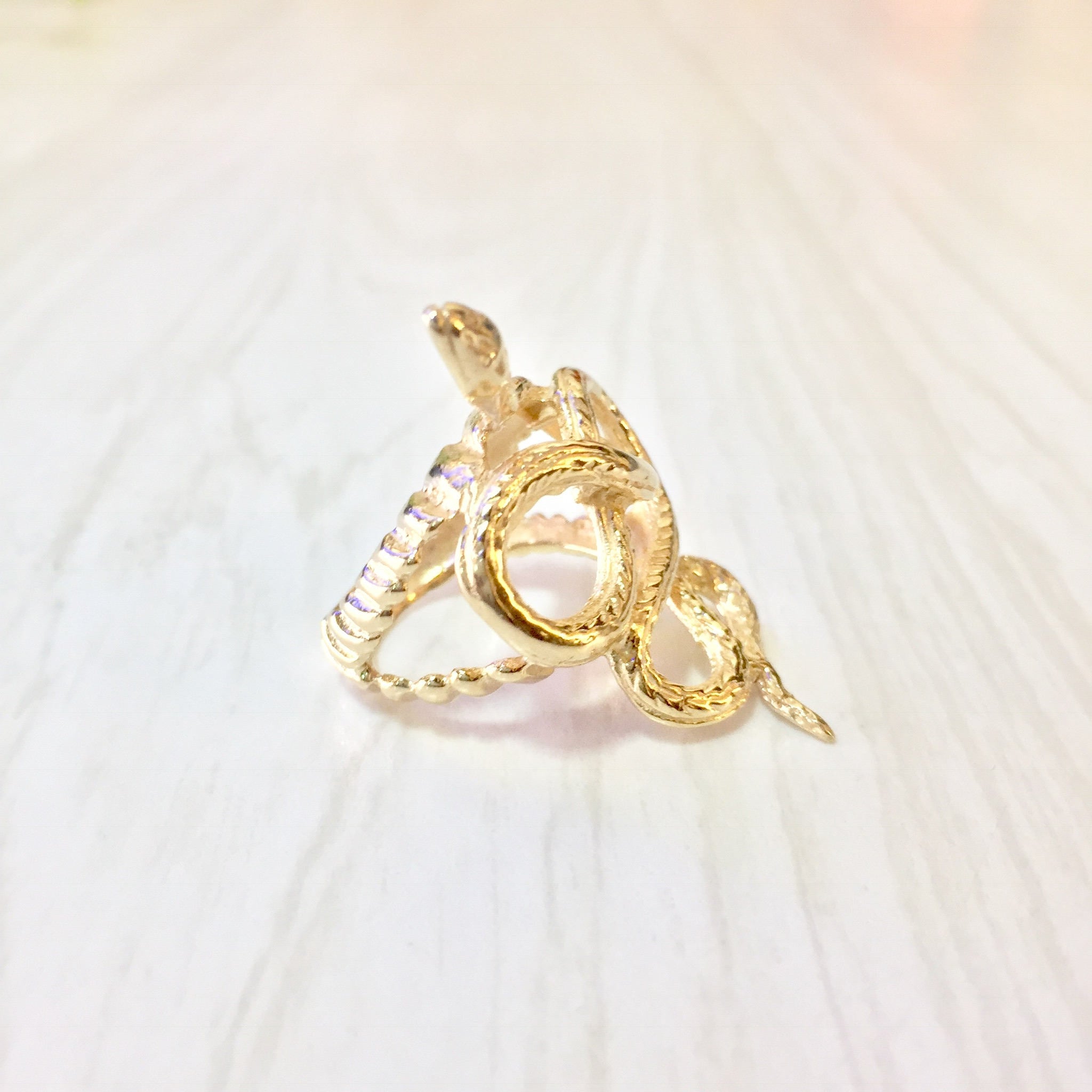 Gold Snake Ring | 14 Karat Yellow Gold | 14K | Serpent Ring | Coiled Snake Ring | Bohemian Statement Jewelry | Vintage Jewelry |Gift For Her