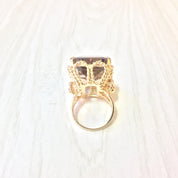 14 Karat Yellow Gold Smoky Quartz Ring | Emerald Cut Smoky Quartz | Statement Jewelry | Cocktail Ring | Yellow Gold | 14K | Size 7 US | Gift