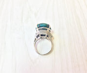 Vintage Sterling Ring | Chrysocolla Ring | Vintage Jewelry | Sterling Silver Ring | Blue | Green | Black | Natural Stone | Valentines Day