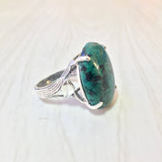 Vintage Sterling Ring | Chrysocolla Ring | Vintage Jewelry | Sterling Silver Ring | Blue | Green | Black | Natural Stone | Valentines Day