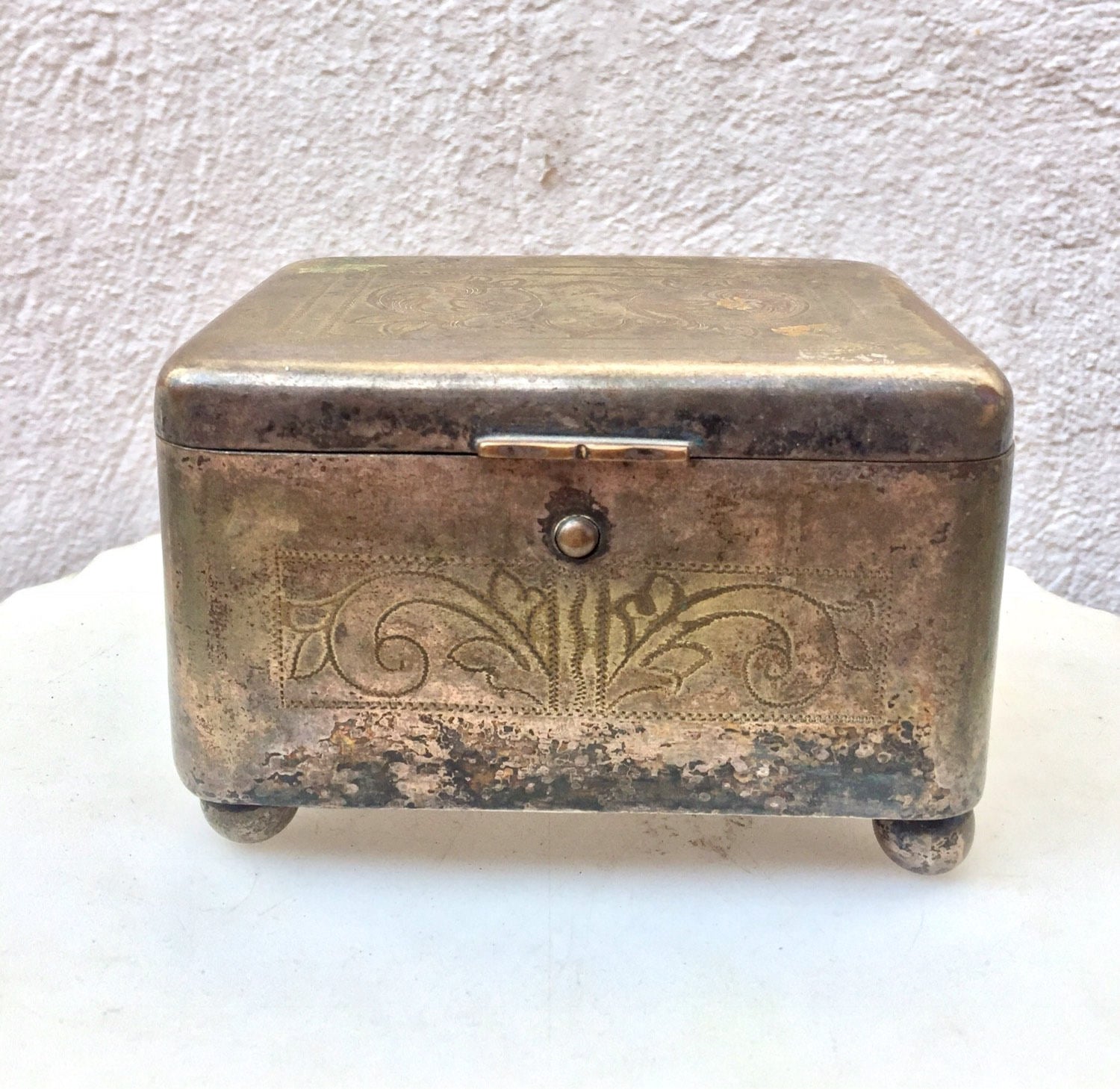 Trinket Box | Jewelry Box | Etched Box | Vintage Decor | Vintage Box