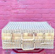 Vintage Wicker Briefcase | Midcentury | 1960's | Picnic Basket | Storage | Rattan | Rustic | Craft | Boho mcm | wicker luggage | travel |
