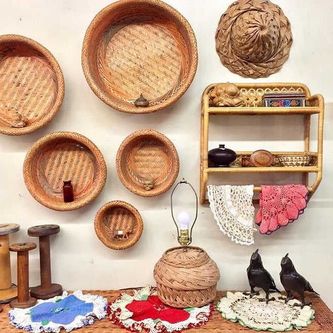 Vintage Rattan Wall Shelf | Wall Rack | Bathroom Organizer | Bohemian Decor | Rattan Storage | Vintage Shelving Unit | boho | mcm | wicker