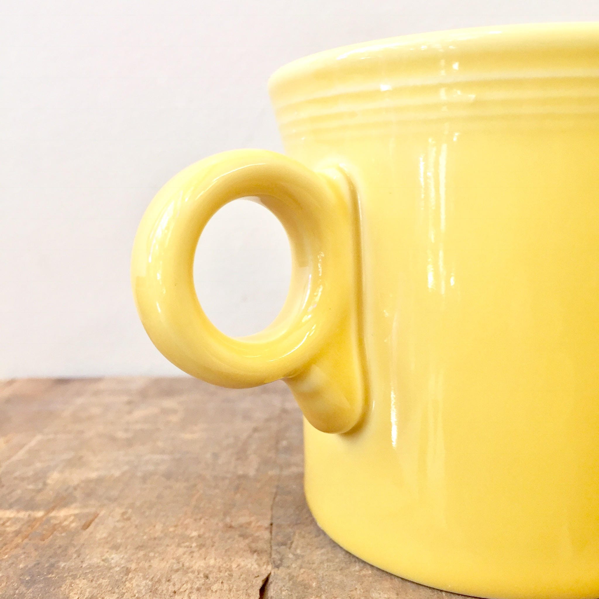 Set Of Three Fiesta Mugs | Tom and Jerry Yellow Fiesta Mugs | Fiestaware | Ring Handle Mug | HLC Fiesta Mug | Yellow Mug | Homer Laughlin |