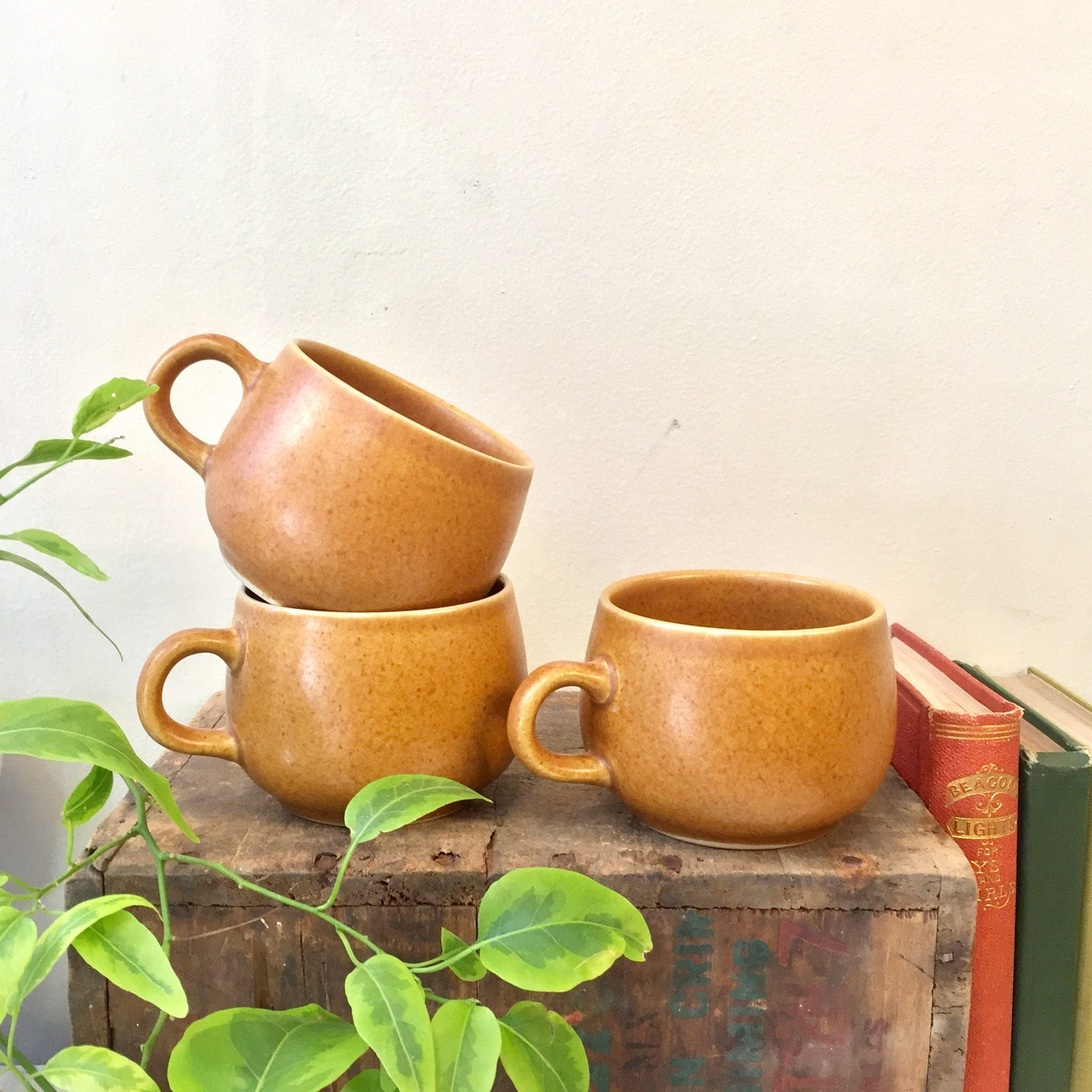 Set of Three Vintage Denby English Brown Mugs | Debby Stoneware | Retro Kitchen | Made in England | Vintage Stoneware | Coffee Mug | Gift