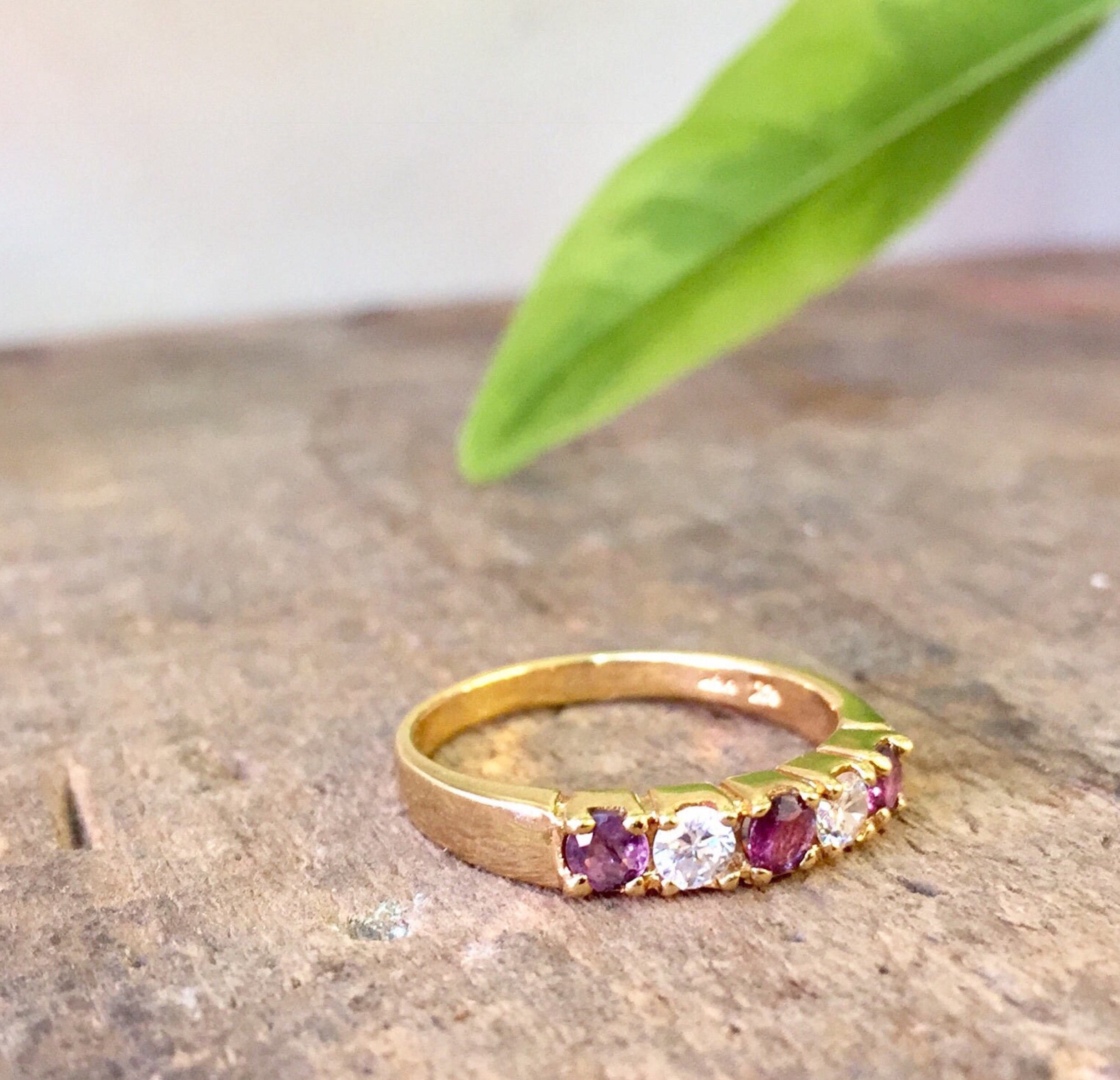 Gold Diamond Ring | Amethyst and Gold | Vintage Diamond and Stone | 14k Gold Ring | 14K Amethyst Ring | Vintage Jewlery | gold ring