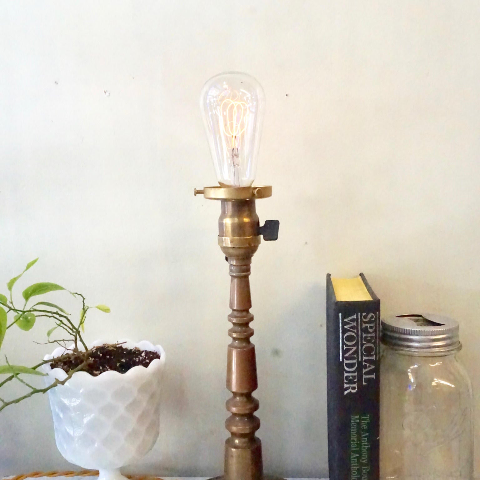 Brass Candlestick Lamp | Edison Bulb | Candlestick Lamp | Light Fixture | Table Lamp | Accent Lamp | Home Decor | Boho Home | Desk Lamp