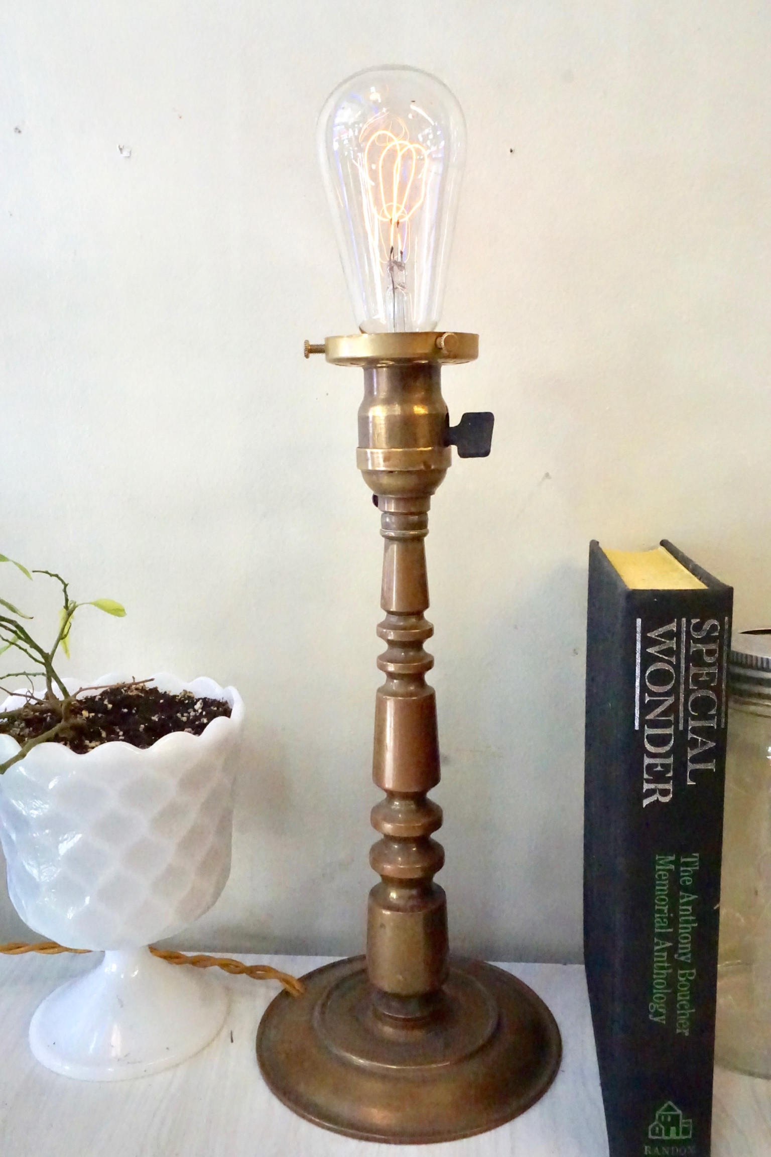 Brass Candlestick Lamp | Edison Bulb | Candlestick Lamp | Light Fixture | Table Lamp | Accent Lamp | Home Decor | Boho Home | Desk Lamp