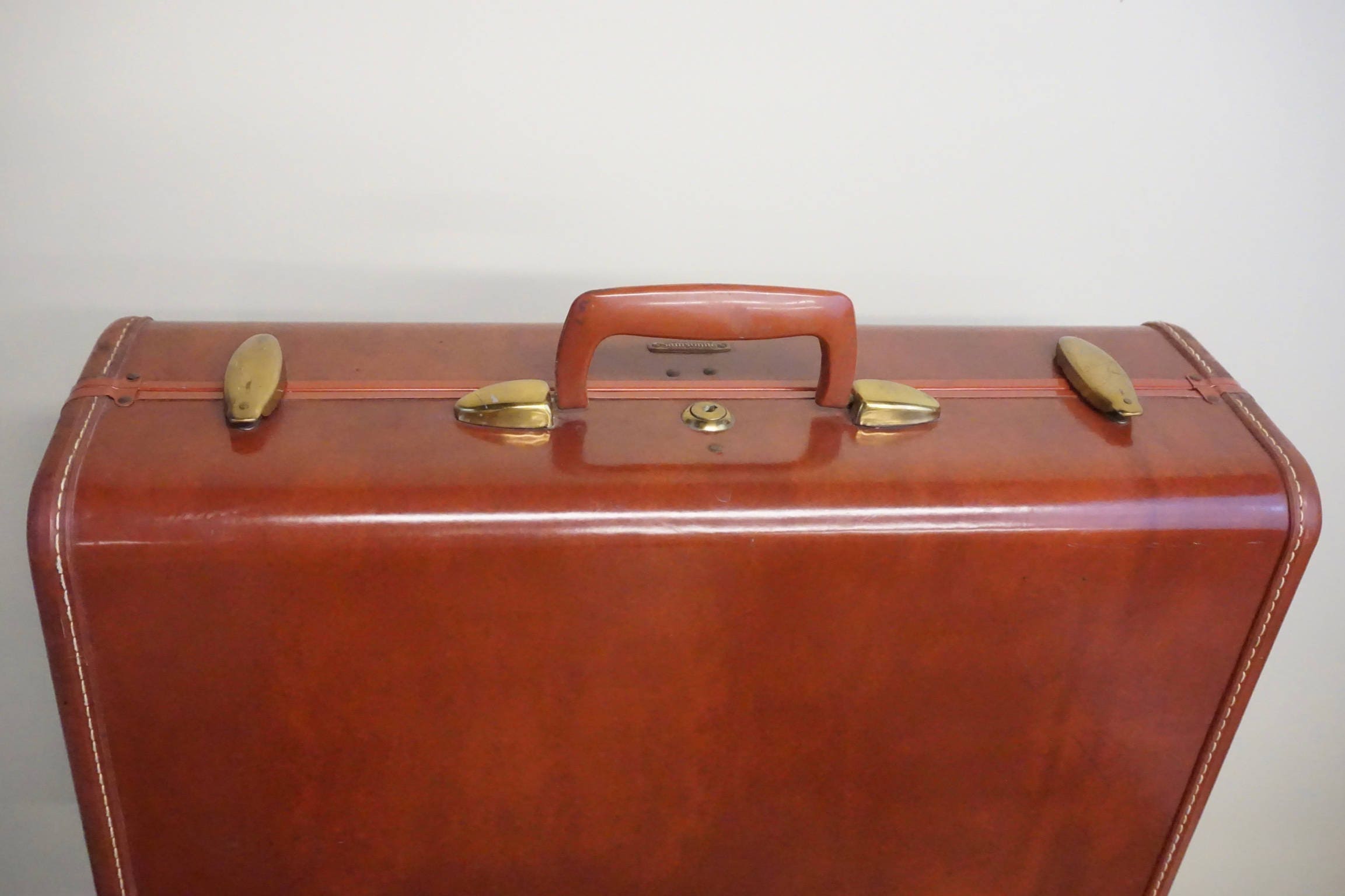 Mid Century Schwayder Bro's Maroon Samsonite Suitcase | Vintage Luggage | Brass | Excellent Condition | Photography Prop | Retro |