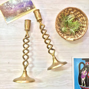 Vintage Brass 9" Open Barley Twist Candlestick Holders | Brass Spiral Candle Holder | Spiral Brass | Pair Of Candlestick Holders | Gift