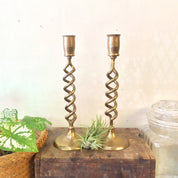 Vintage Brass 9" Open Barley Twist Candlestick Holders | Brass Spiral Candle Holder | Spiral Brass | Pair Of Candlestick Holders | Gift
