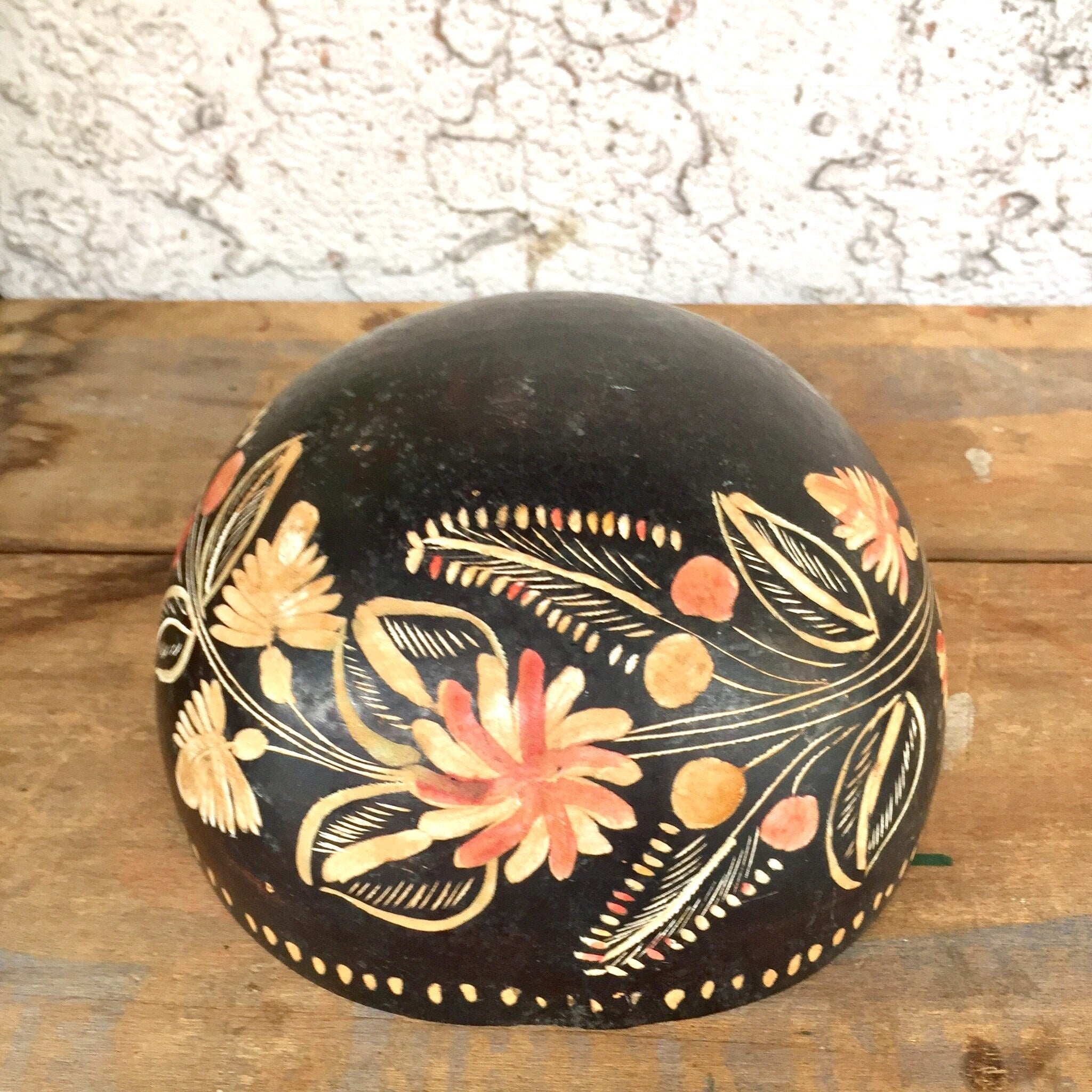 Engraved Gourd Bowl | Etched | Floral | Ethnic | Handmade Bowls | Vintage Home Decor | Rustic Decoration