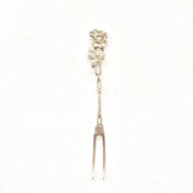 Antique Double Prong Fork | Cocktail Fork | Vintage Flatware | Sterling Silver | Pickle | Olive | Two Prongs | Ornate | Rose