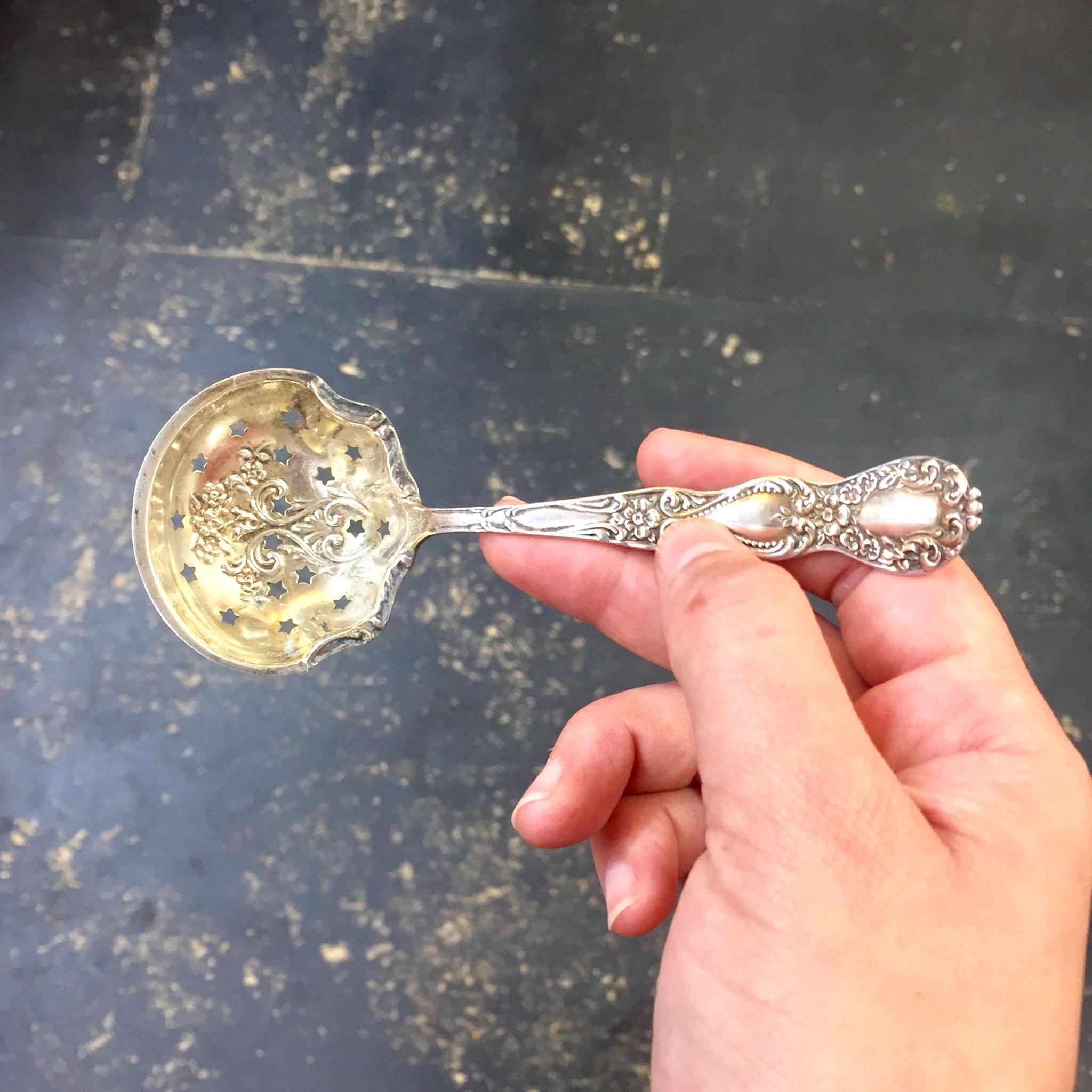 Antique Sugar Sifting Spoon | Sterling Silver | Pierced Spoon | Early 1900's | Vintage Silverware | Housewarming Gift | Manchester Silver