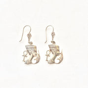 Sterling Silver Nefertiti Earrings | Ancient Egypt | Queen Nefertiti | Vintage Jewelry | Egyptian Revival | Ankh Earrings |