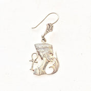 Sterling Silver Nefertiti Earrings | Ancient Egypt | Queen Nefertiti | Vintage Jewelry | Egyptian Revival | Ankh Earrings |