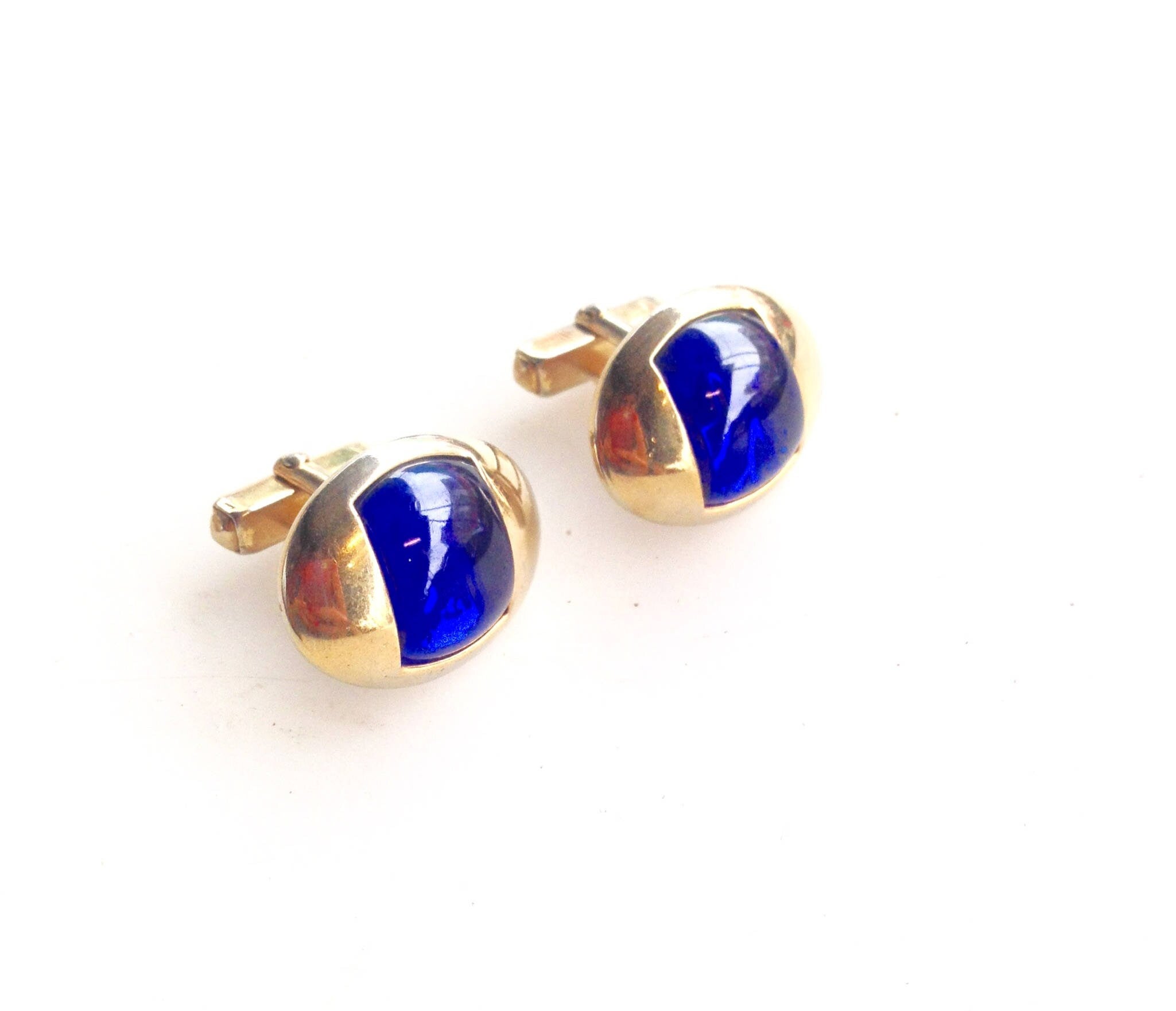 Gold Cuff Links | Vintage Mens Wear | Suit Accessories | Blue Stone Cuff Links | Vintage Jewlery | Mens Jewlery | Anson Cuff Links | vintage