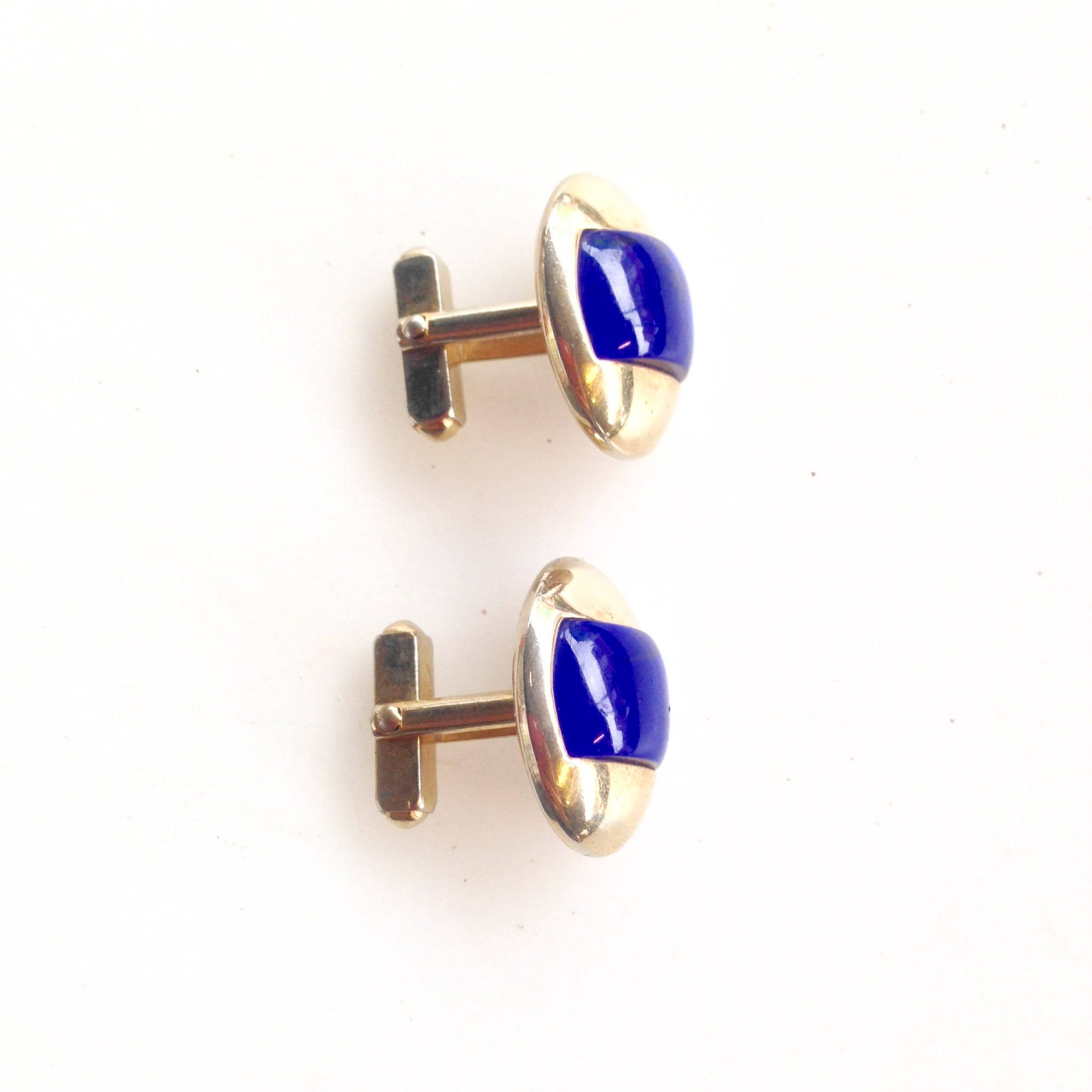Gold Cuff Links | Vintage Mens Wear | Suit Accessories | Blue Stone Cuff Links | Vintage Jewlery | Mens Jewlery | Anson Cuff Links | vintage