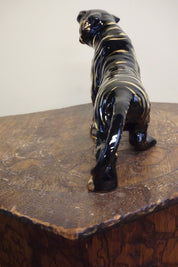 Ceramic tiger | vintage | retro | black and gold | home decor | 1950s| mcm | mid century| Vintage tiger | tiger statue | tiger figure |