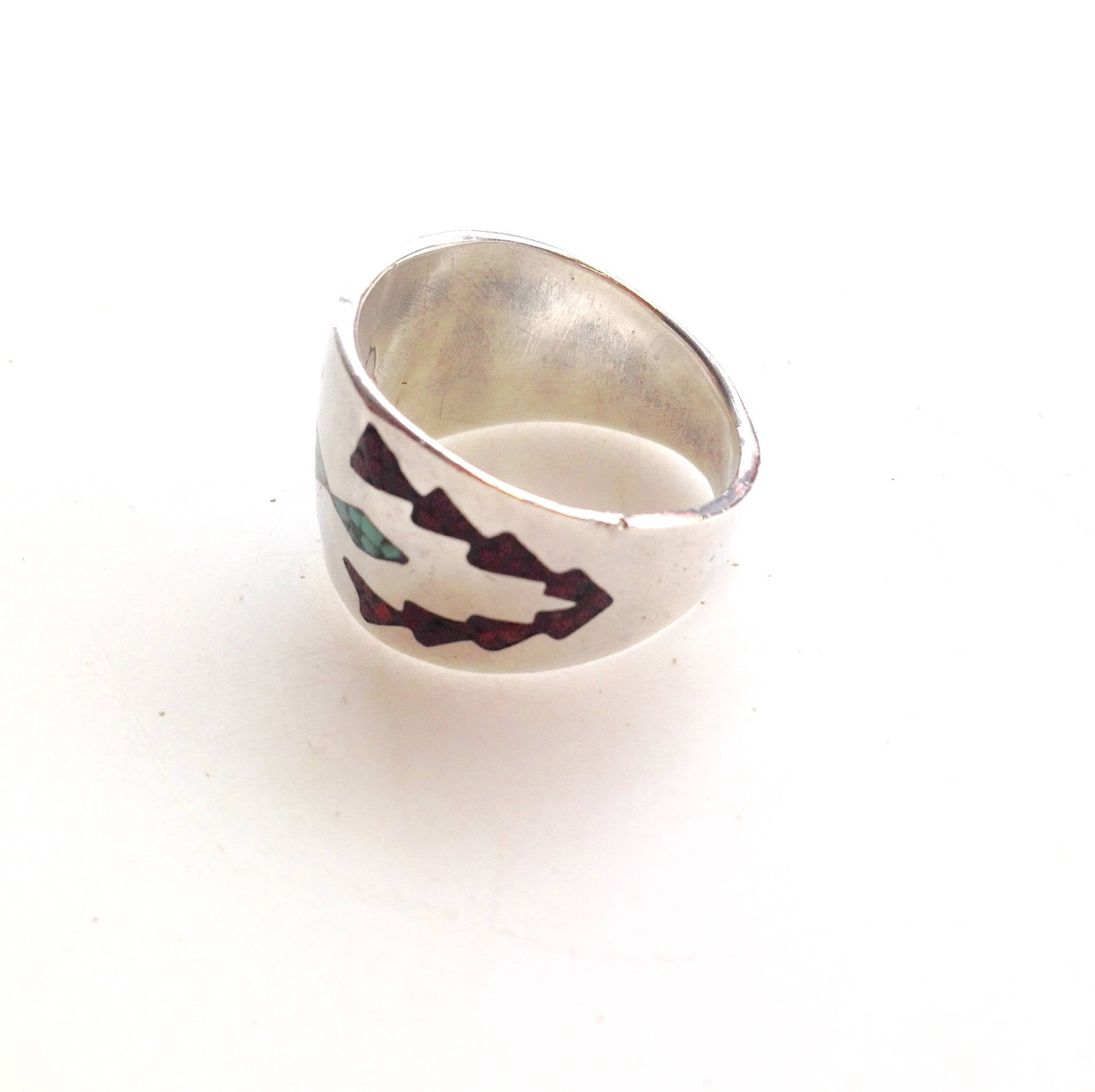 Large Southwestern Ring | Vintage Silver Jewlery | Detailed Stone Ring | Geometric Silver | Vintage Accessories | Silver Turquoise Ring |