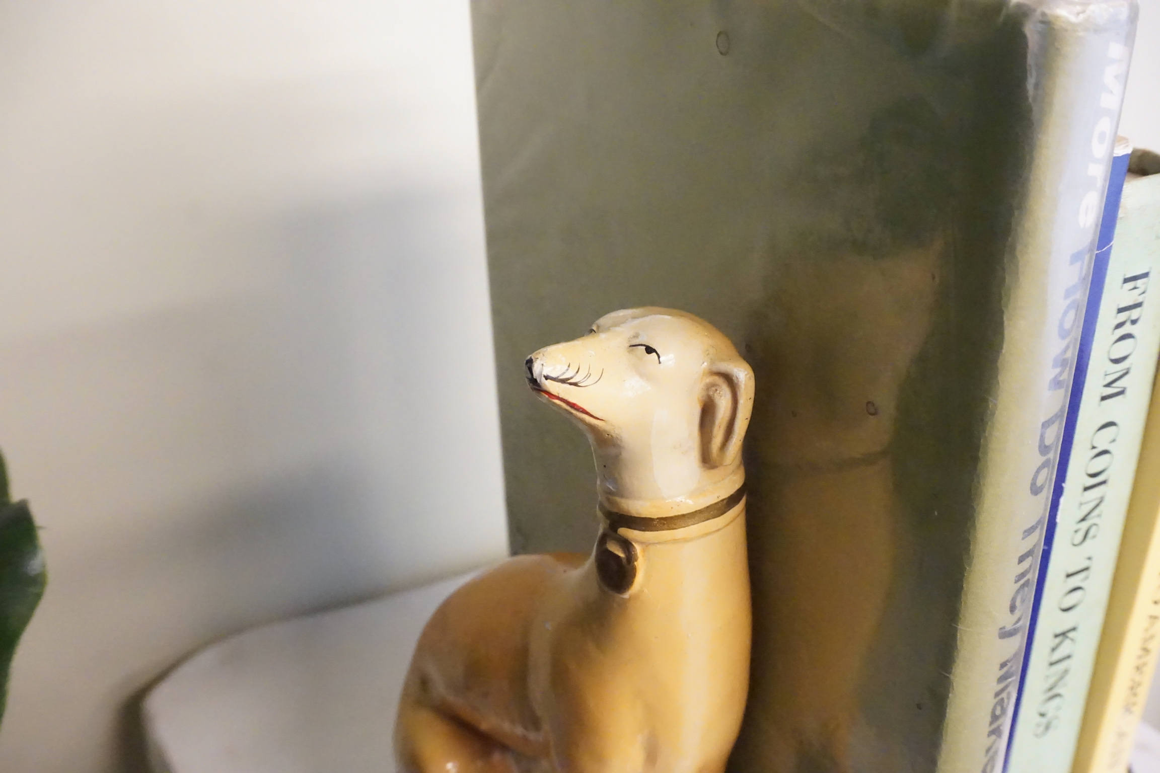 Antique bookends | greyhounds | Mantle piece | 1800s | ceramic dog | dog lover gift | vintage | cobalt and white | books | bookends | dogs