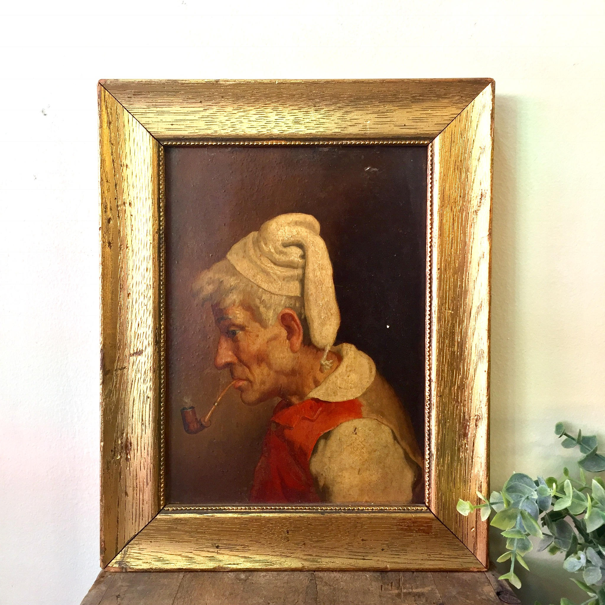 Vintage Art Work | Wooden Frame | Gold Frame | Gold Painted Picture Frame | Oil on Wood | Art Work | Home Decor | Antique | original art