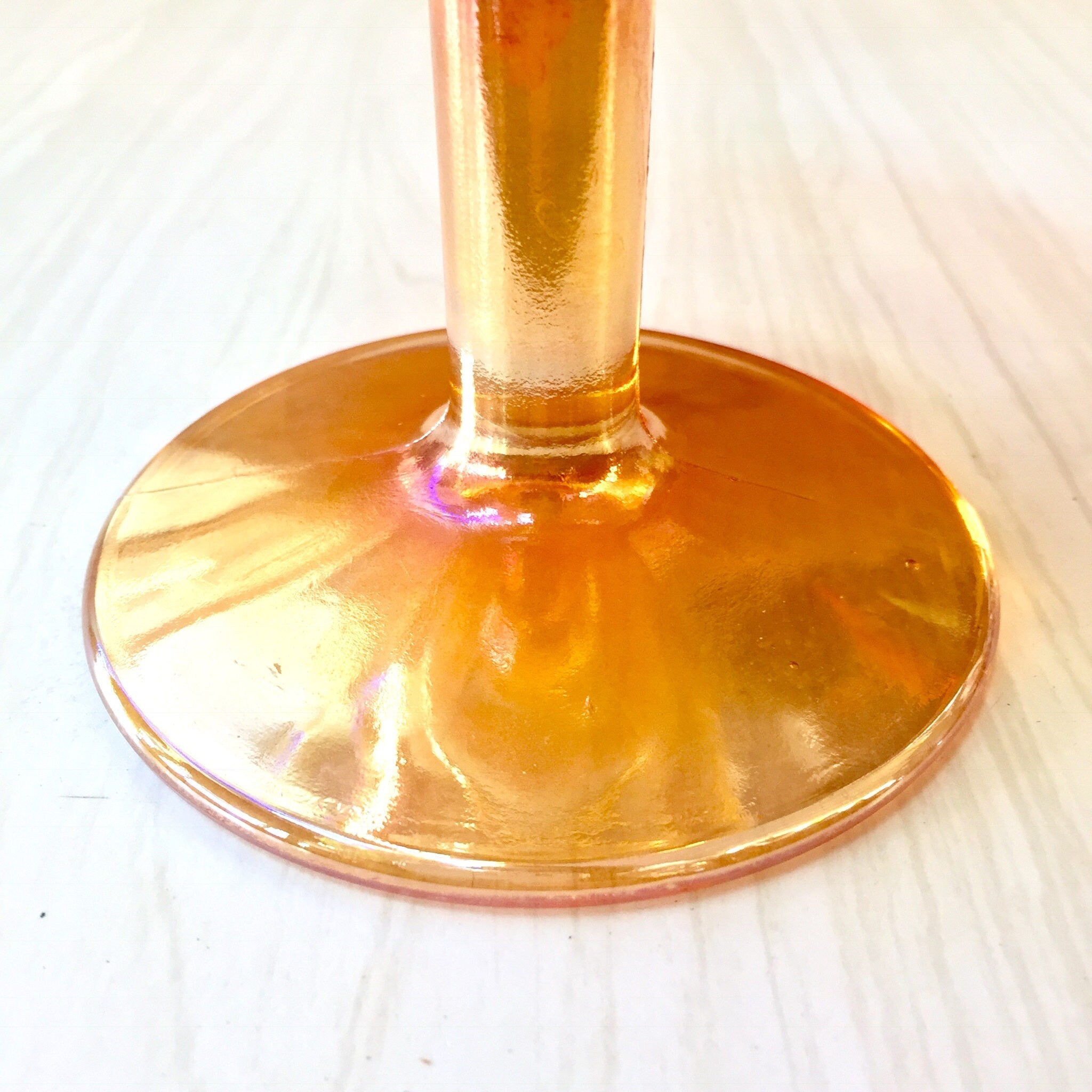 Set of Four Opalescent Wine Glasses | Carnival Glass | Orange Wine Glasses | Home Decor | Glazed Stemware | Wine Glass | Goblet |