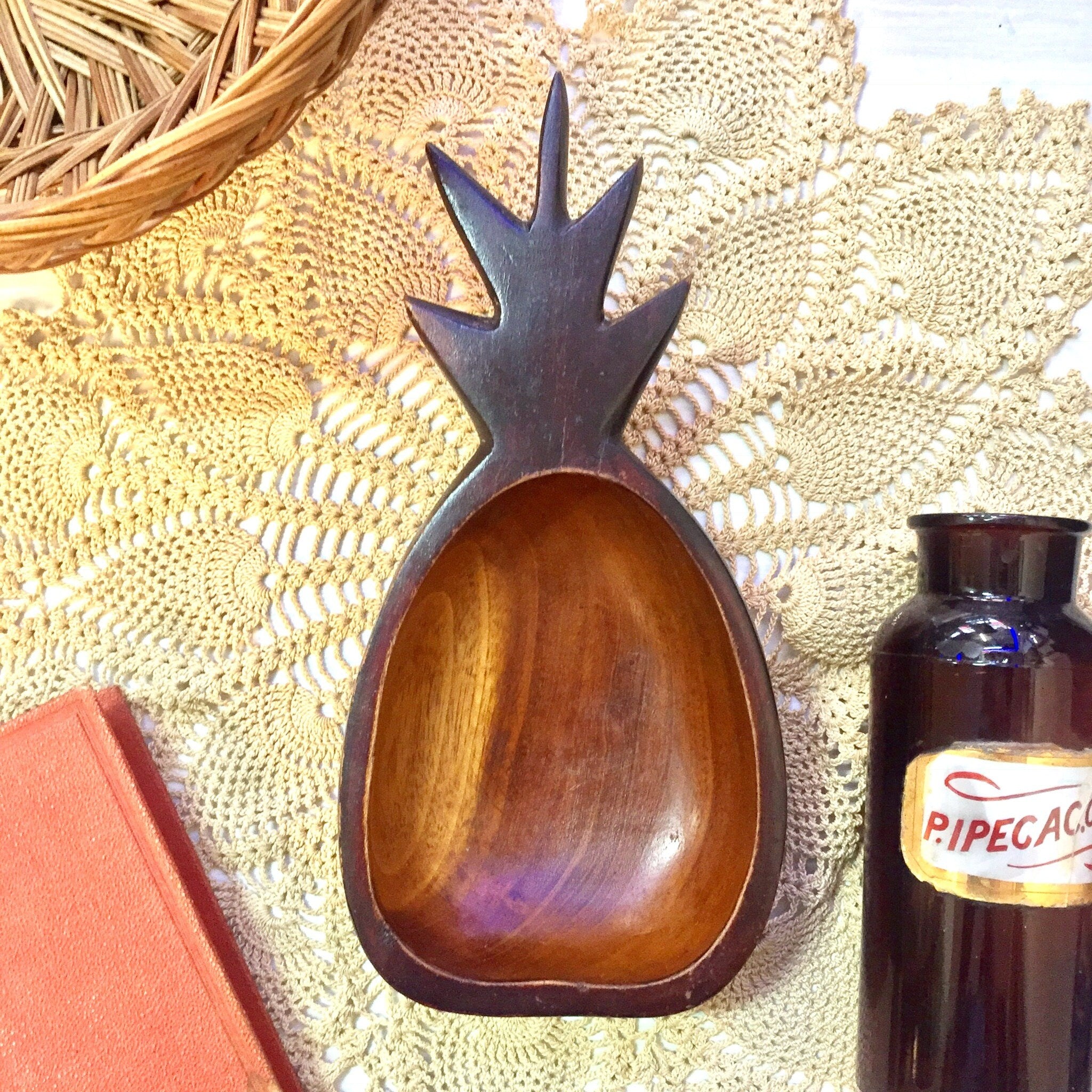 Vintage Wooden Pineapple Bowl | Pineapple Trinket Dish | Catch All Dish | Boho Home | Home Decor | Midcentury Modern Decor | Wooden Dish